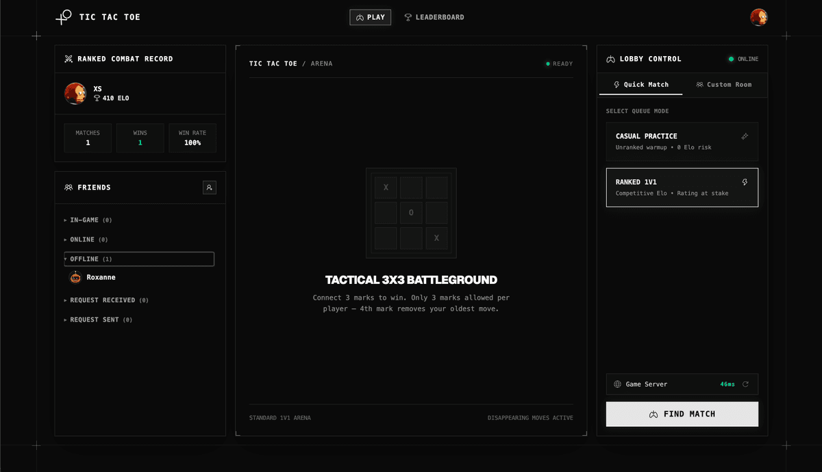 Thumbnail of Multiplayer Tic Tac Toe, Disappearing Moves!.